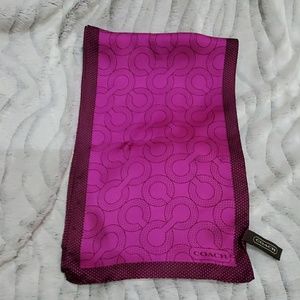 COACH HOT PINK AND BROWN OBLONG SILK SCARF